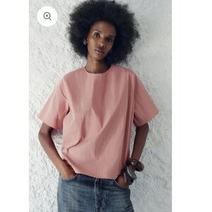 ZARA Short Sleeve Top ZW Collection NWT Blush Pink Mauve color